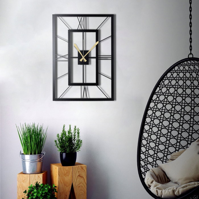 Wallity November Reloj de pared decorativo de metal Negro